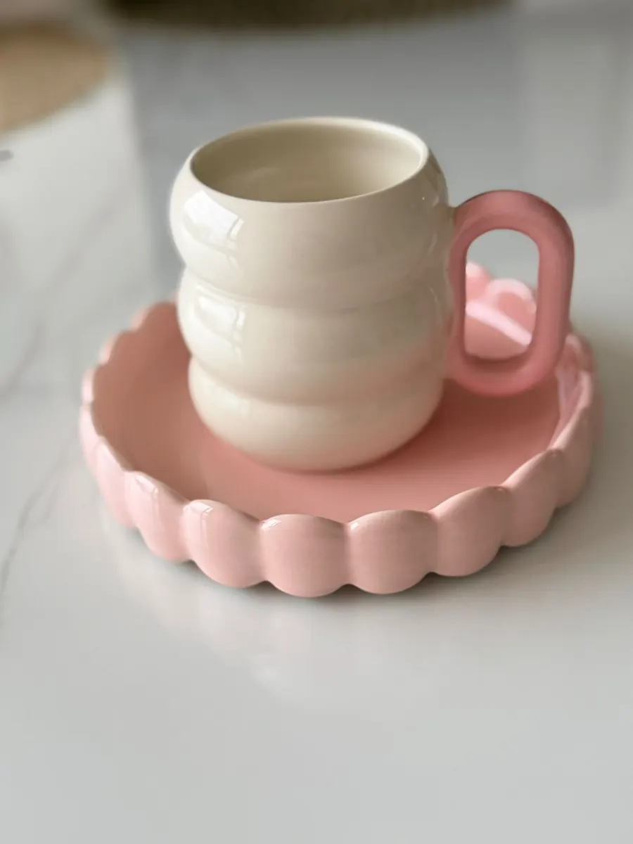 Taza orgánica brillante pastel rosa — foto 4